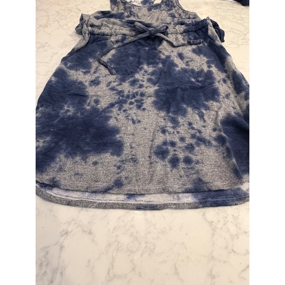 Sundry Blue Tie Dye Tank Dress Sleeveless Drawstring Waist Mini Size 2 Medium - Picture 7 of 9